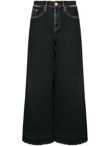 Don't Cry Cropped Wide Leg Jeans - Blue
