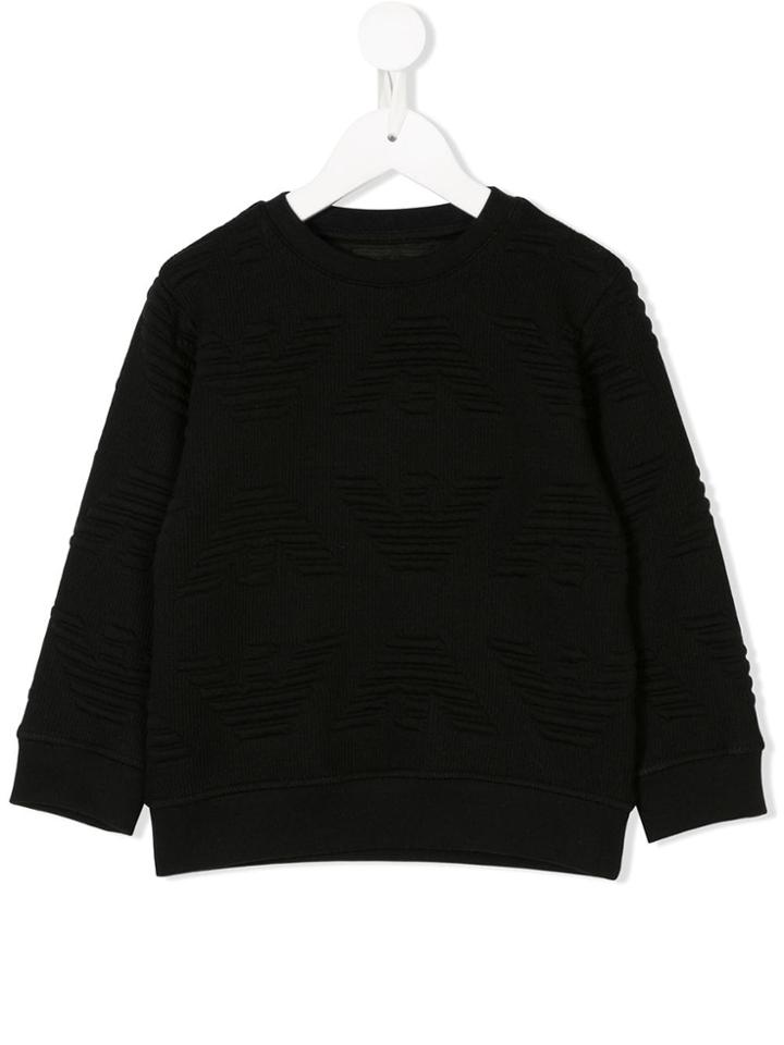 Emporio Armani Kids Teen Knitted Relief Logo Sweater - Black