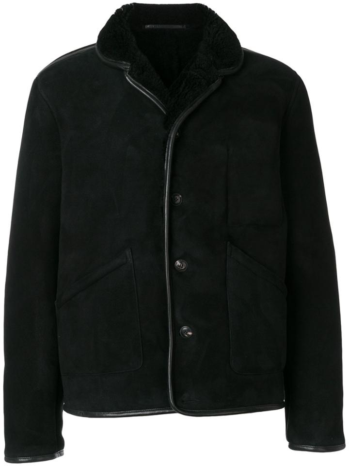 Ymc Shearling Buttoned Jacket - Black