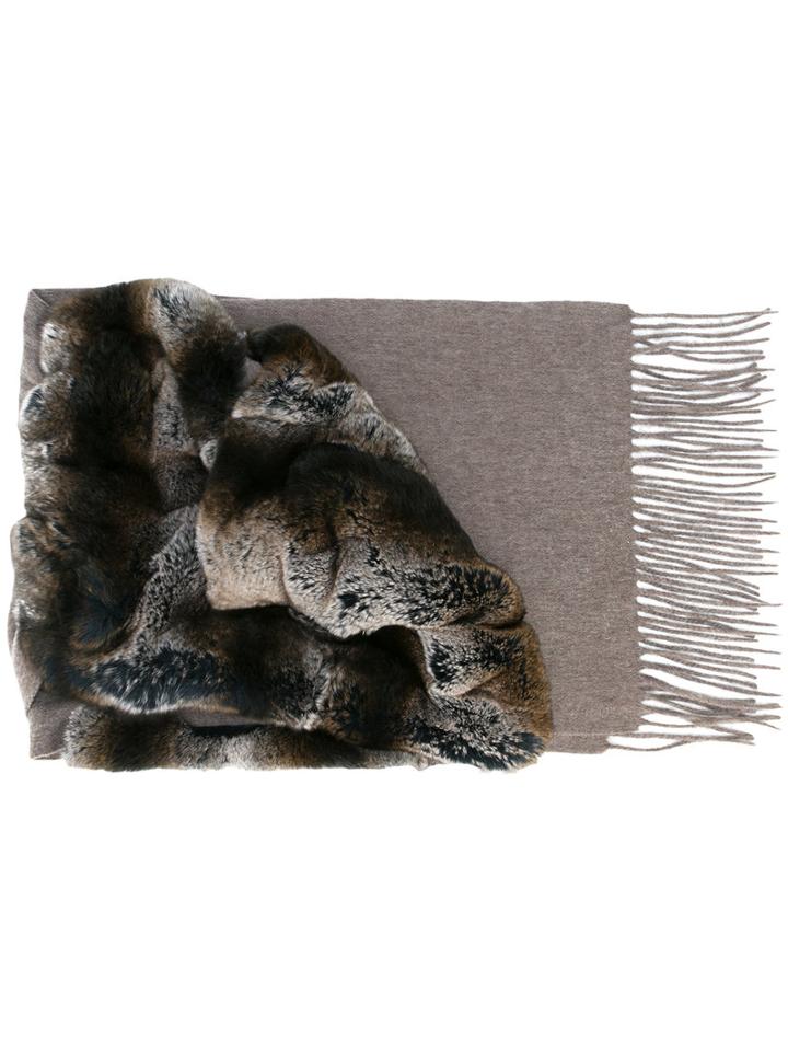 N.peal Variated Rabbit Fur Scarf, Women's, Grey, Rabbit Fur/cashmere