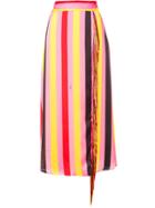 Msgm Striped Tassel Skirt - Pink