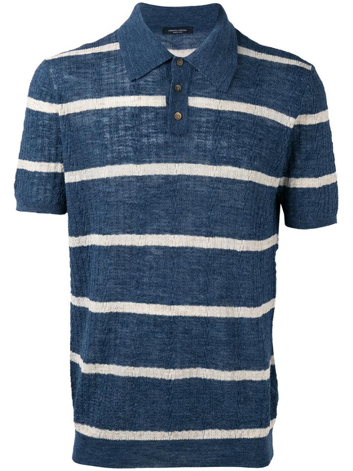 Roberto Collina Polo Top, Men's, Size: 54, Blue, Cotton/linen/flax/polyester