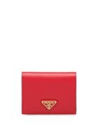 Prada Small Logo Plaque Wallet - Red