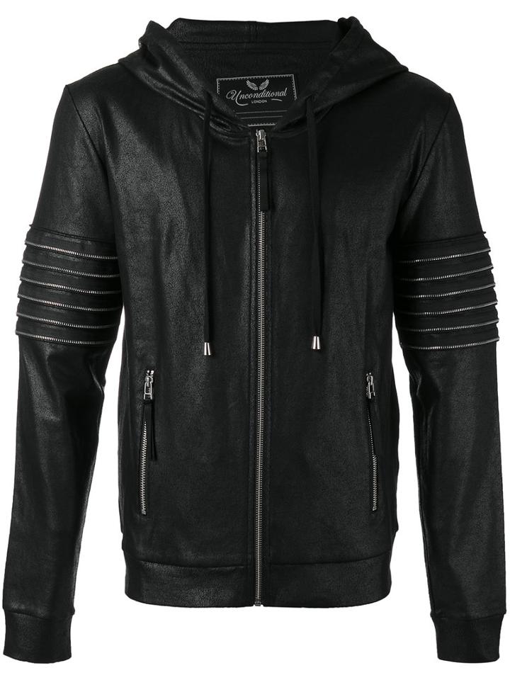 Unconditional - Hoodie With Arm Zip Detail - Men - Cotton - Xs, Black, Cotton