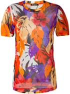 Balmain Floral Sheer Top, Women's, Size: 38, Orange, Silk