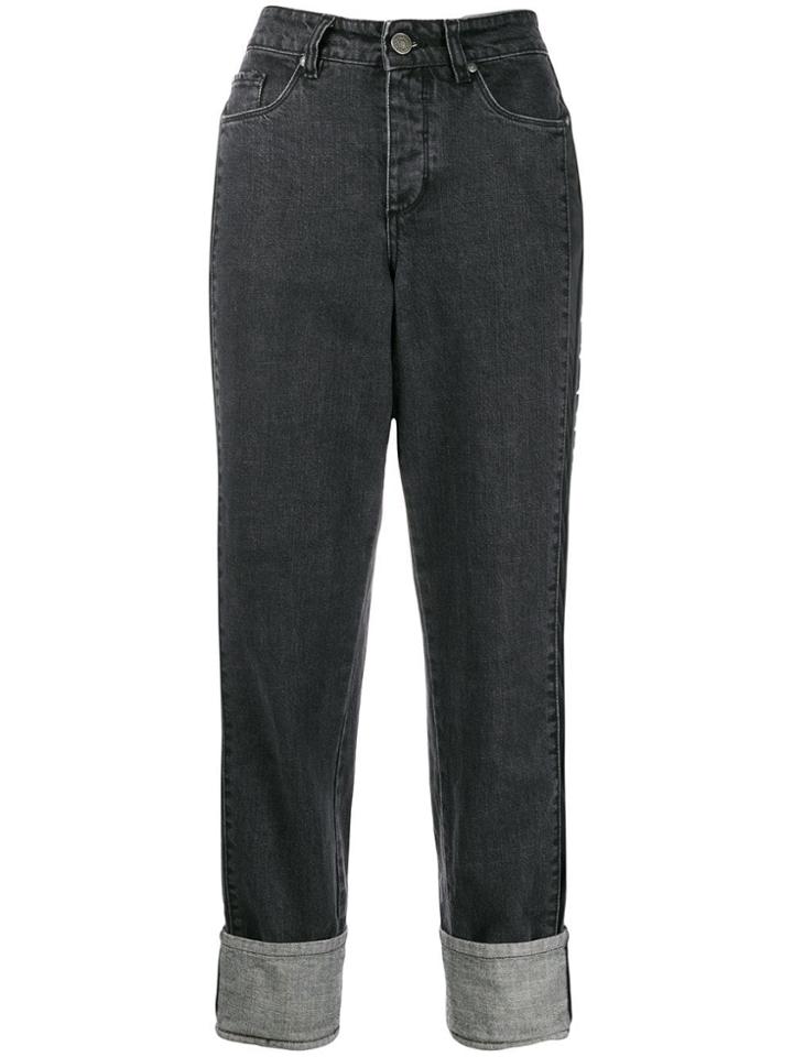 Kappa Logo Tape Boyfriend Jeans - Black