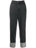 Kappa Logo Tape Boyfriend Jeans - Black