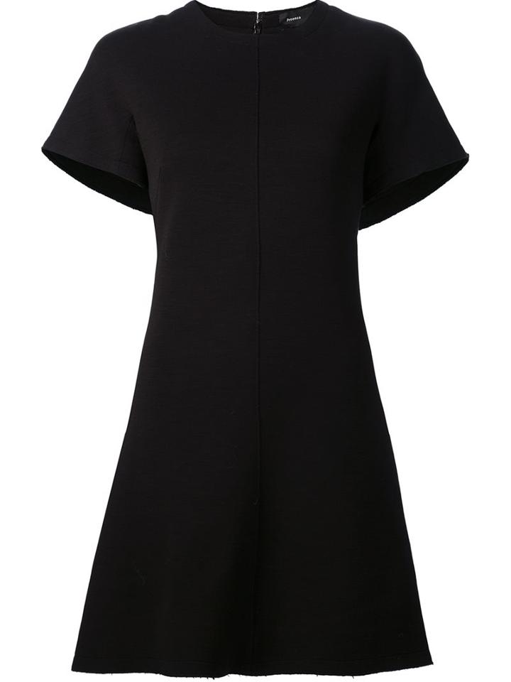 Proenza Schouler Shortsleeved Flared Dress, Women's, Size: 8, Black, Cotton/nylon/wool