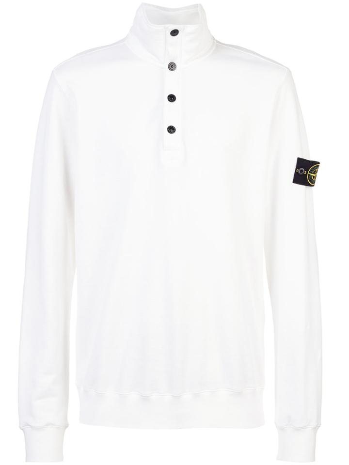 Stone Island 1/4 Zip Sweatshirt - White