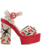 Castañer Embellished Bee Platforms - Nude & Neutrals