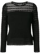 Boutique Moschino Lace Panel Knitted Blouse - Black