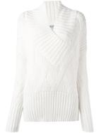 Kenzo Shawl Collar Jumper, Women's, Size: Large, White, Cotton/polyamide