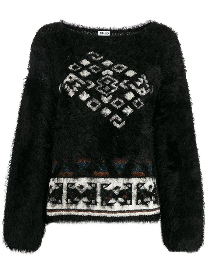 Liu Jo Multi-patterned Textured Sweater - Black