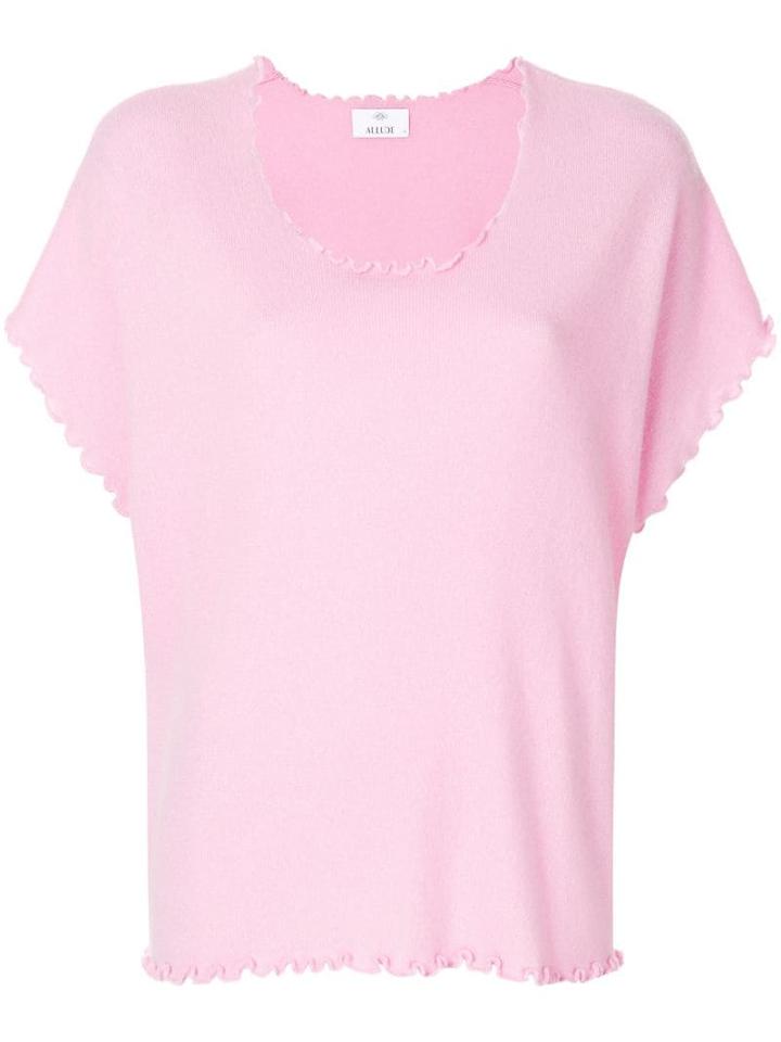 Allude Cashmere Lettuce Trim T-shirt - Pink
