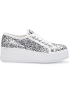 Miu Miu Glitter Platform Sneakers - F0a0n Silver/white
