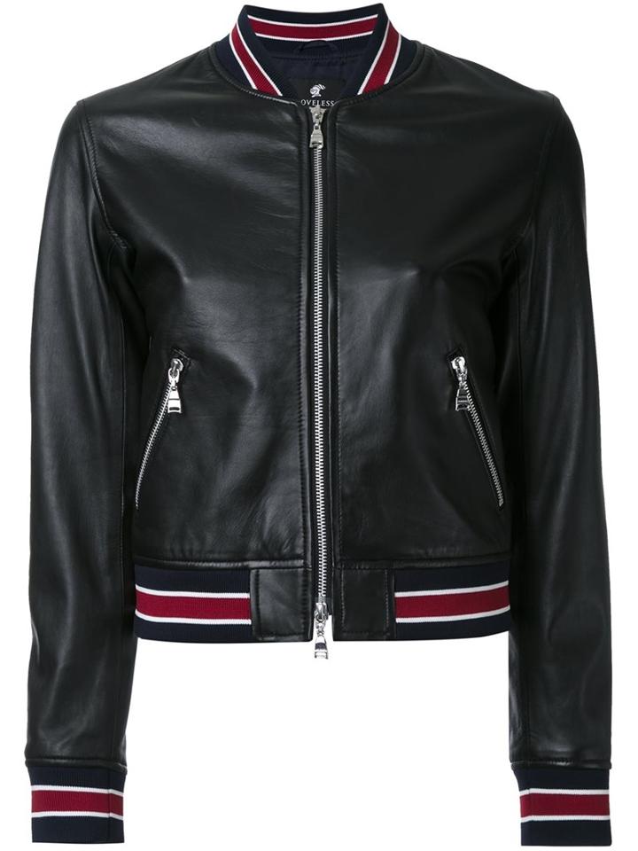 Loveless Cropped Leather Jacket, Women's, Size: 34, Black, Lamb Skin