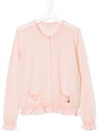 Elisabetta Franchi La Mia Bambina Ruffle Trim Cardigan - Pink & Purple