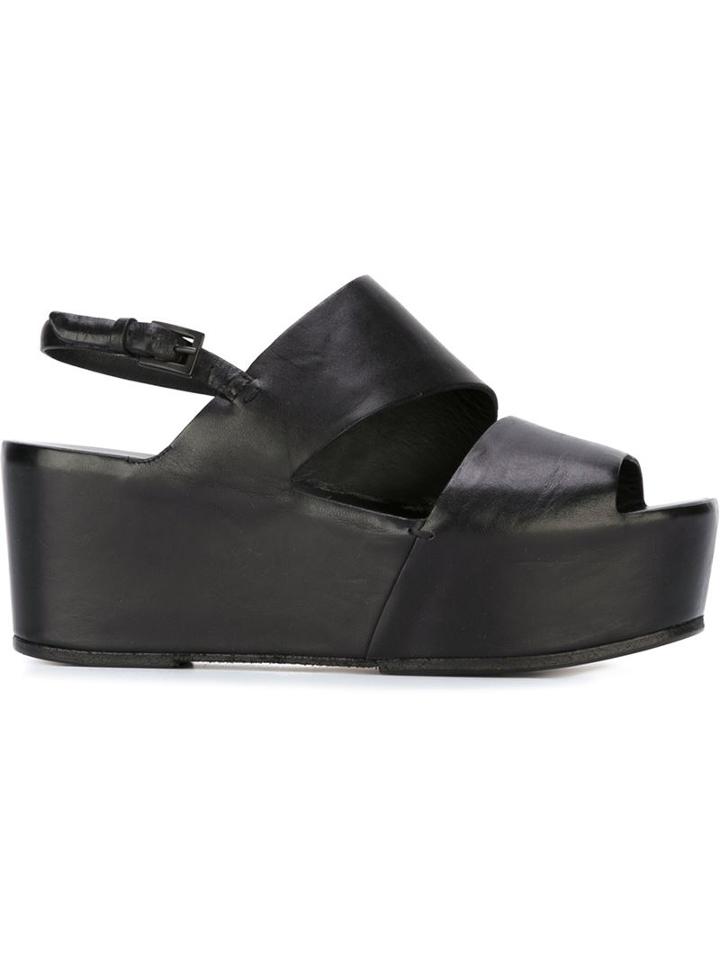 Roberto Del Carlo Wedge Sandals, Women's, Size: 36, Black, Leather