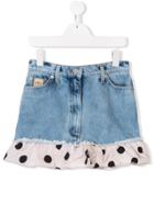 Natasha Zinko Kids Teen Frill Hem Denim Skirt - Blue
