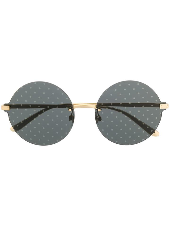 Dolce & Gabbana Eyewear Round Frame Polka Dot Sunglasses - Black