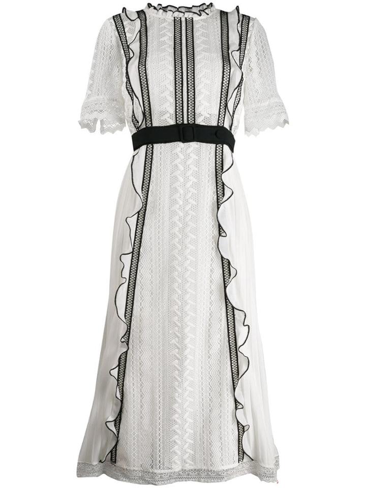 Self-portrait Lace Frilled Midi Dress - White
