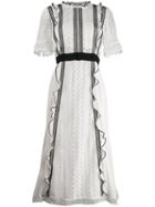 Self-portrait Lace Frilled Midi Dress - White