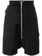 Rick Owens Drkshdw Drawstring Drop-crotch Shorts, Men's, Size: Medium, Black, Cotton/nylon