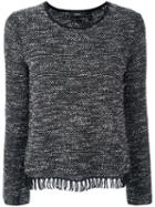 Theory Frayed Hem Jumper, Women's, Size: Large, Black, Wool/cotton/polyester/rayon