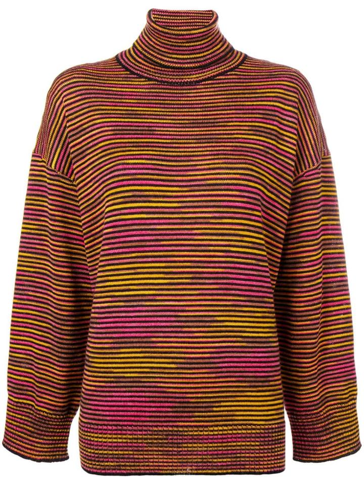 M Missoni Striped Turtleneck Sweater - Brown