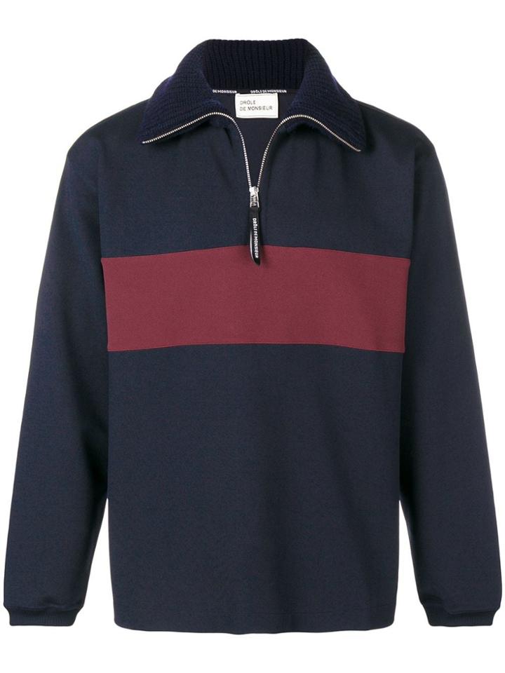 Drôle De Monsieur Zip Up Sweater - Blue