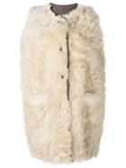 Marni Furry Sleeveless Coat - Nude & Neutrals