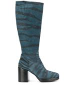 A.f.vandevorst Zebra Print Knee-high Boots - Blue