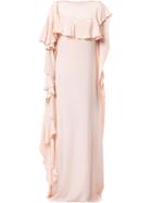 Huishan Zhang Gown With A Ruffle Cape - Pink