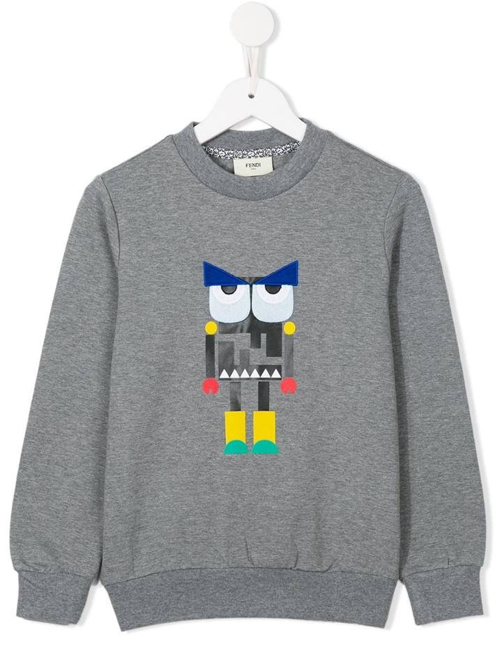 Fendi Kids Monster Print Sweatshirt, Boy's, Size: 8 Yrs, Grey
