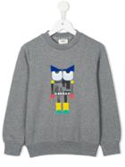 Fendi Kids Monster Print Sweatshirt, Boy's, Size: 8 Yrs, Grey