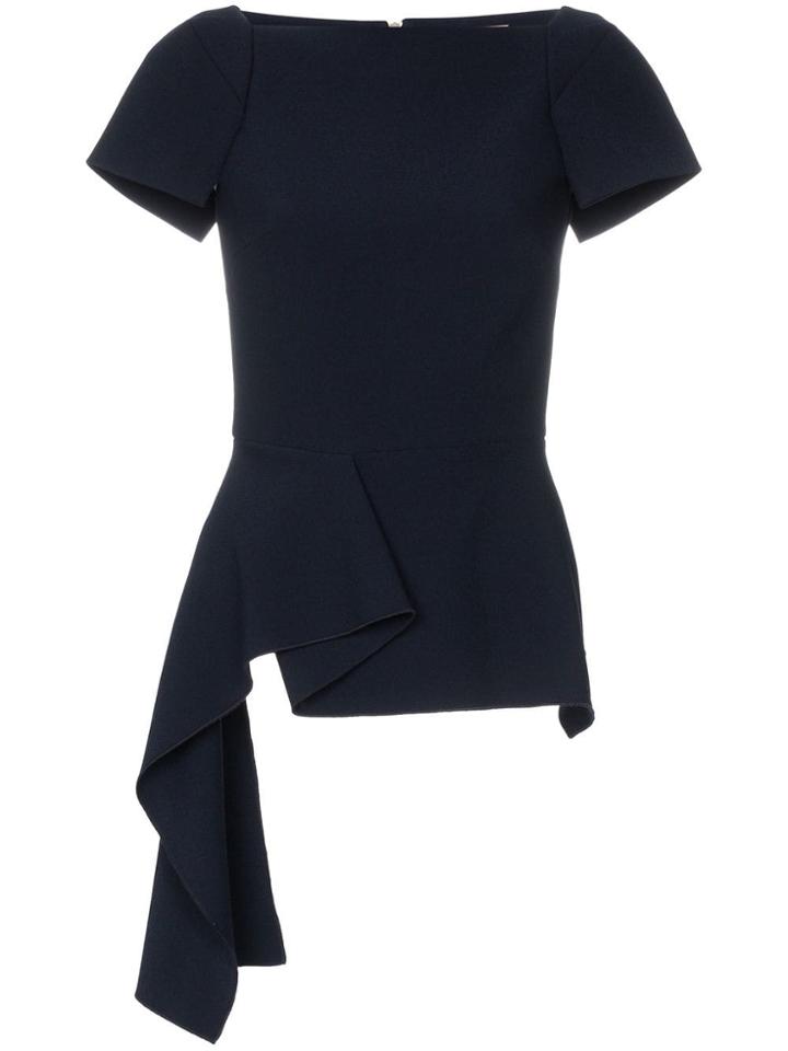 Roland Mouret Rm Newhall Vscs Crpe Top Bt Nk Cp Slv Zi - Blue