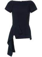 Roland Mouret Rm Newhall Vscs Crpe Top Bt Nk Cp Slv Zi - Blue