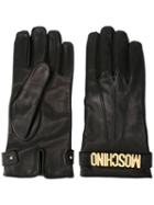 Moschino Short Gloves, Men's, Size: Large, Black, Leather/wool