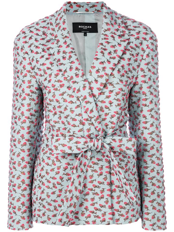 Rochas Jacquard Belt Blazer - Blue