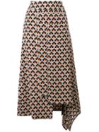 Marni - Portrait Print Asymmetric Skirt - Women - Silk - 44, Grey, Silk