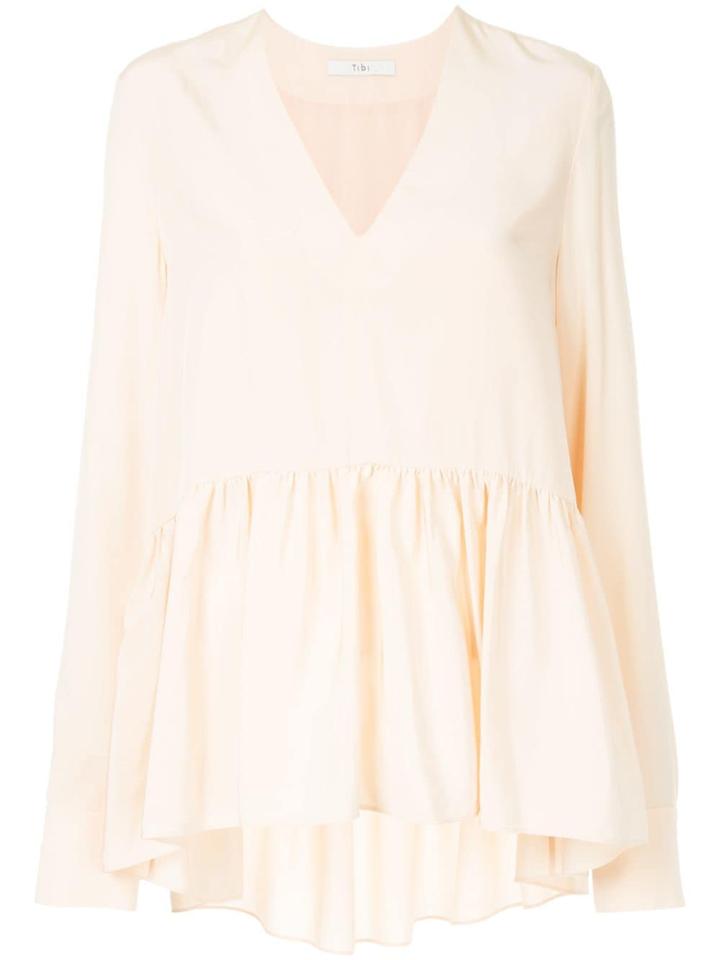 Tibi V-neck Peplum Blouse - Pink