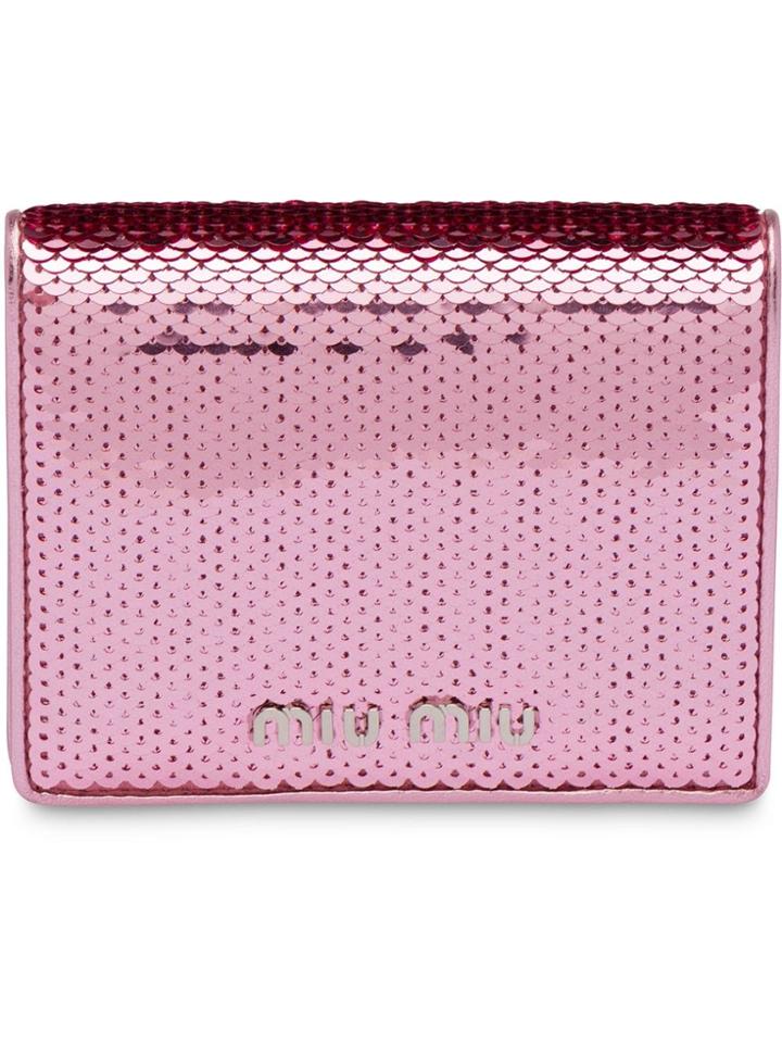Miu Miu Sequin And Leather Wallet - Pink