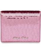 Miu Miu Sequin And Leather Wallet - Pink