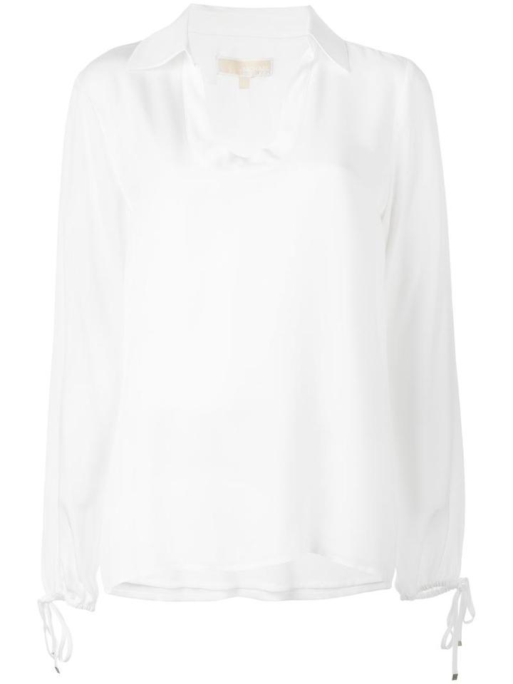 Michael Michael Kors V-neck Blouse, Women's, Size: Medium, White, Silk/polyester
