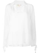 Michael Michael Kors V-neck Blouse, Women's, Size: Medium, White, Silk/polyester
