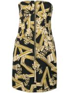 Versace Jeans Strapless Printed Dress - Black