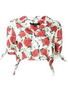 Alexander Wang Cropped Rose Print Blouse, Women's, Size: Medium, White, Silk