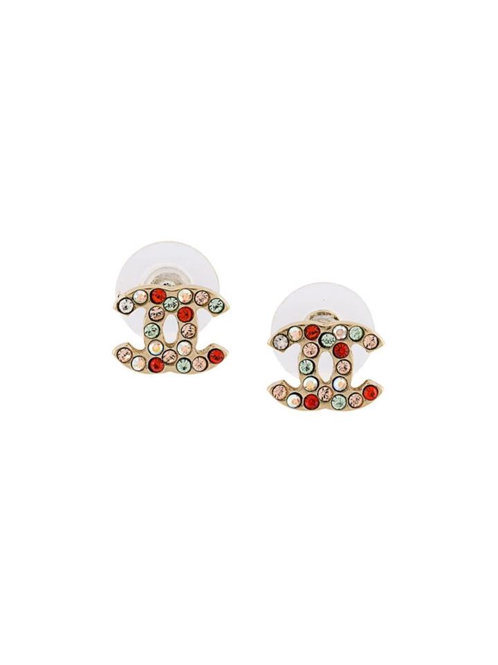 Chanel Vintage Cc Embellished Earrings