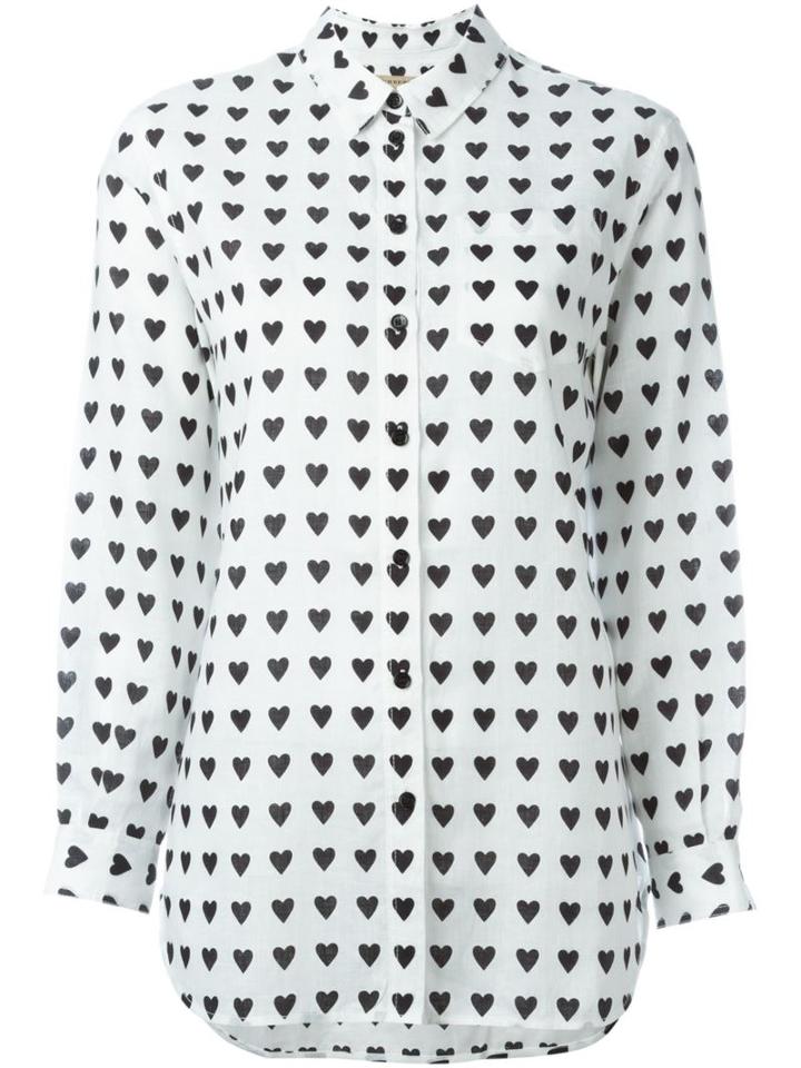Burberry Heart Print Shirt, Women's, Size: Xs, White, Linen/flax