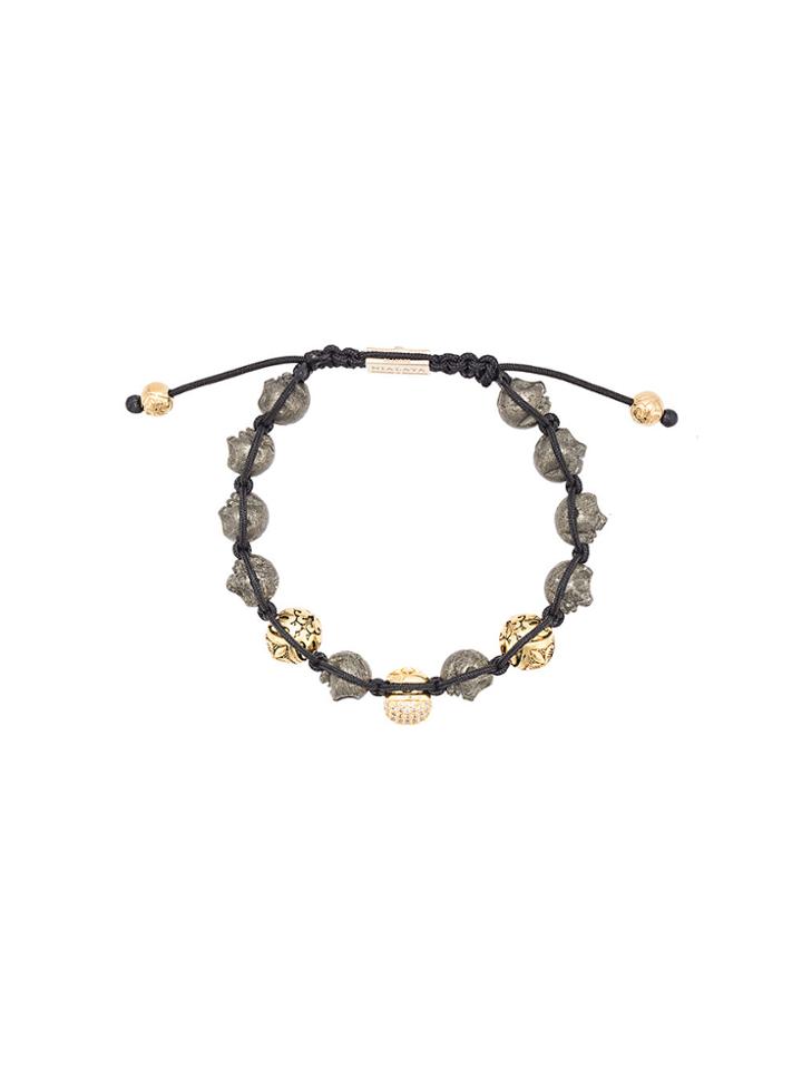 Nialaya Jewelry Skull Beaded Bracelet - Grey